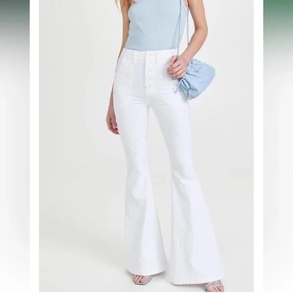 7 For All Mankind Womens‎ White Portia Megaflare High Rise Sailor Jeans Size 27